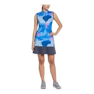 Callaway Abstract Gradient Sleeveless Polo Golf Dress Blue Sea Star Size Large